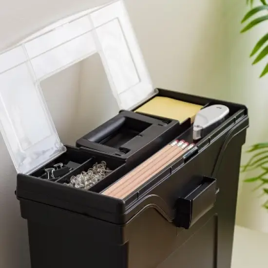 IRIS USA Portable File Box With Handle, Letter Files, Lockable, Black image {4}