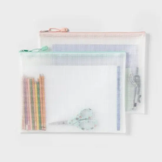 Paper Size Zip Pouches Water-Resistant and Multi-Color Zipper 2pk &ndash; up&up&trade; image {1}