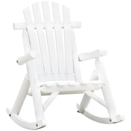 Outsunny Wooden Adirondack Rocking Chair, Outdoor Rustic Log Rocker with Slatted Design for Patio image {10}