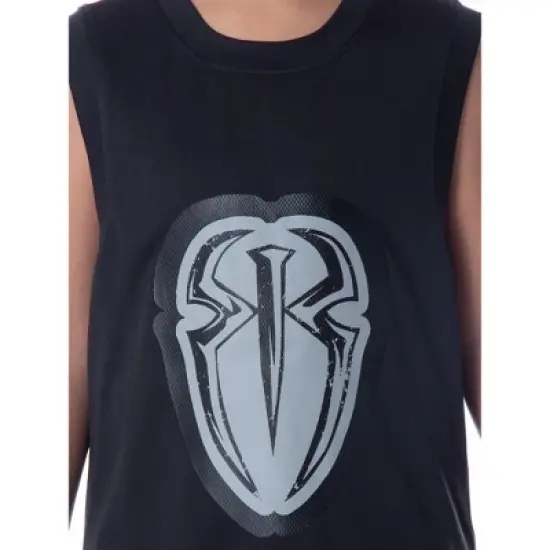 WWE Boys' Roman Reigns Icon Wreck Everyone And Leave Tank Short Pajama Set Black image {5}