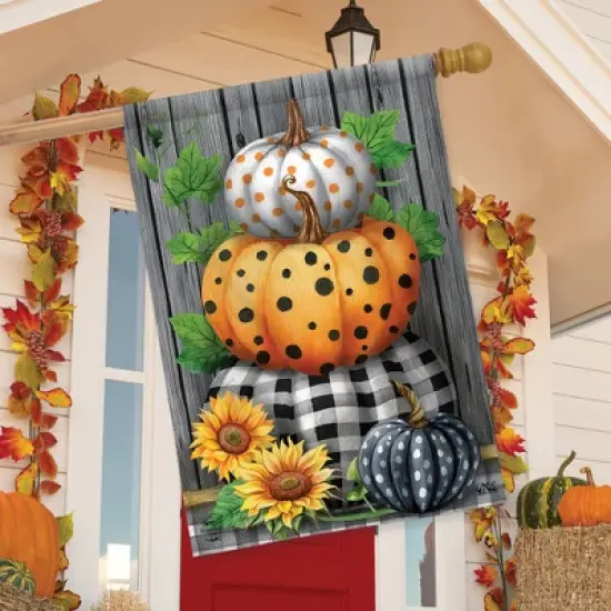 Briarwood Lane Fall House Flag 40x28 For Outdoor Patterned Pumpkin Stack For Fall House Flag image {3}