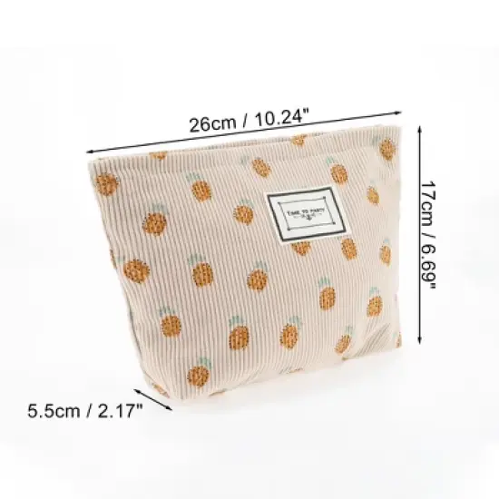 Unique Bargains Women Durable Drawstring Pineapple Cosmetic Bag Khaki 1 Pc image {1}