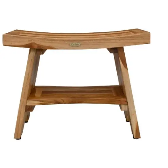 EcoDecors&reg; Serenity&reg; 24" Teak Wood Shower Bench with Shelf in EarthyTeak Finish image {5}