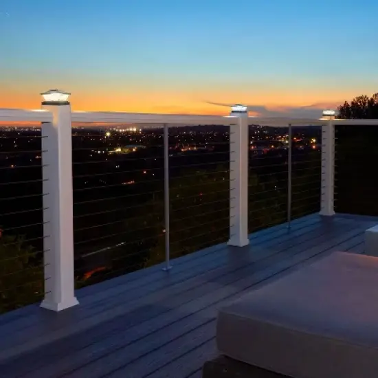 C Cattleya 3000K/5000K Black Solar LED Outdoor Post Cap Lights with Hammered Lens image {5}