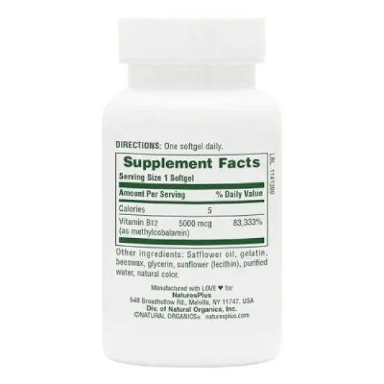 Shot-O-B12 5000mcg by Nature's Plus  -  30 Softgel image {1}