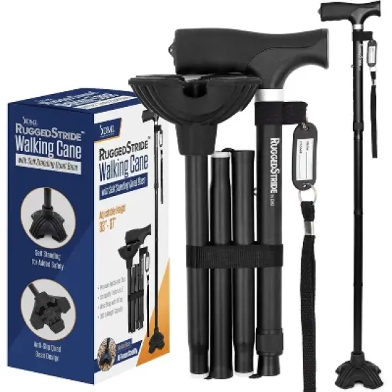 DMI Rugged Stride All-Terrain Adjustable Walking Canes for Women & Men, Sturdy Foldable Walking Stick for Stability, Quad Pivot Base, Compact, image {4}