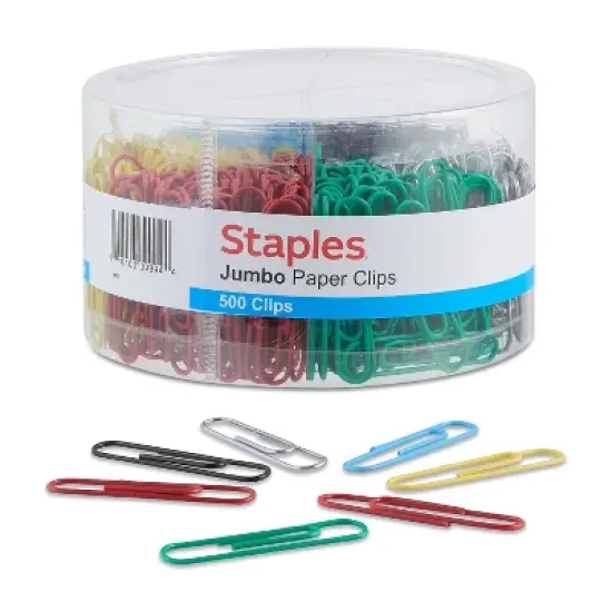 Staples Jumbo Vinyl Coated Paper Clips Smooth 500/Tub 480109 image {3}