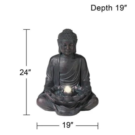 John Timberland Meditating Buddha Zen Bubbler Outdoor Water Fountain with LED Light 24" for Yard Garden Patio Home Deck Porch House Meditation Decor image {5}