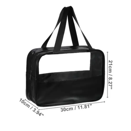 Unique Bargains Durable Transparent Patchwork Medium Makeup Bag 1 Pc image {1}