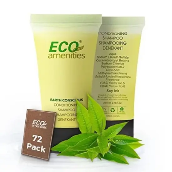 ECO Amenities 72 pack Travel Size Hotel Shampoo and Conditioner Sets, 2 in 1 Bulk Toiletry Supplies, 0.75 fl oz, Green Tea Scent image {7}