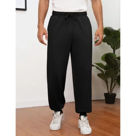 BLUEMING Sweatpants for Men Tapered Joggers Sweat Pants with Pockets Drawstring Baggy Pants for Gym Workout image {3}