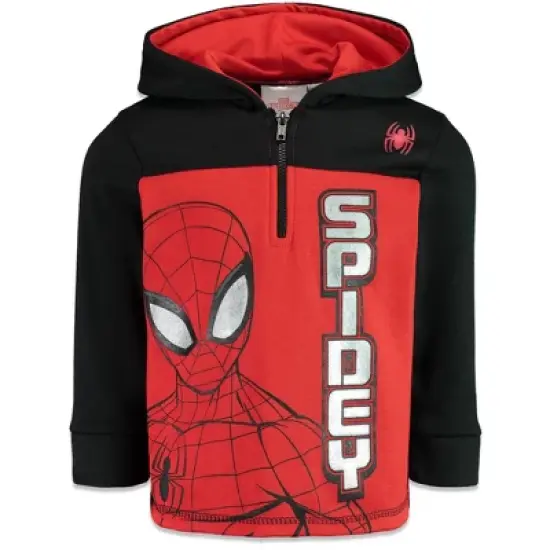 Marvel Spider-Man Captain America Hulk Black Panther Miles Morales Venom Iron Man Half Zip Hoodie Toddler to Little Kid image {8}