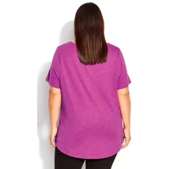 Women's Plus Size Split Neck  T-Shirt  - Clover | AVENUE image {1}