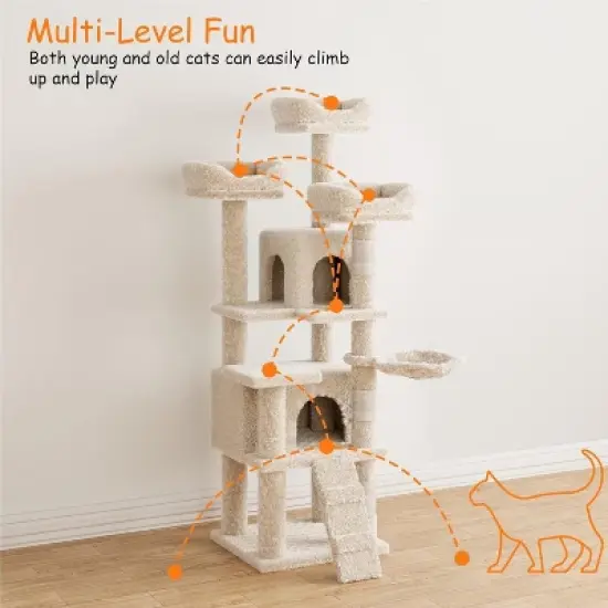 Cat Tree, Tall Cat Tower Condo for Indoor Large Cats, Cat House Furniture image {4}