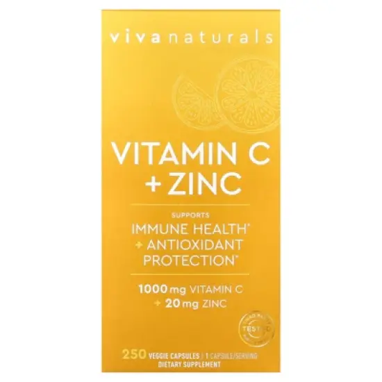 Viva Naturals Vitamin C + Zinc, 250 Veggie Capsules image {4}