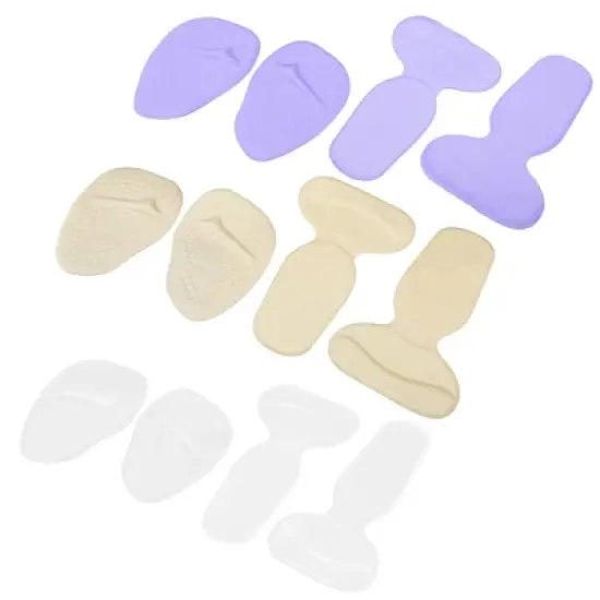 Unique Bargains Silicone Heel Support Cup Pads Orthotic Insole Plantar Care Heel Pads 12Pcs PU Clear Beige Purple image {6}