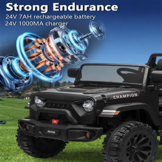 24V 2 Seater Ride on Toys for Kids, Ride on Truck with Remote Control, Bluetooth,2X200W Powerful Motors, Lights, Powered Wheels for Boys Girls image {3}