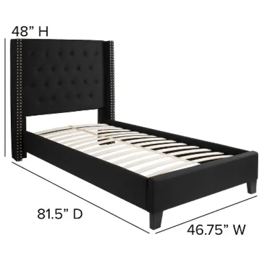 Flash Furniture Riverdale Twin Size Tufted Upholstered Platform Bed in Black Fabric image {2}