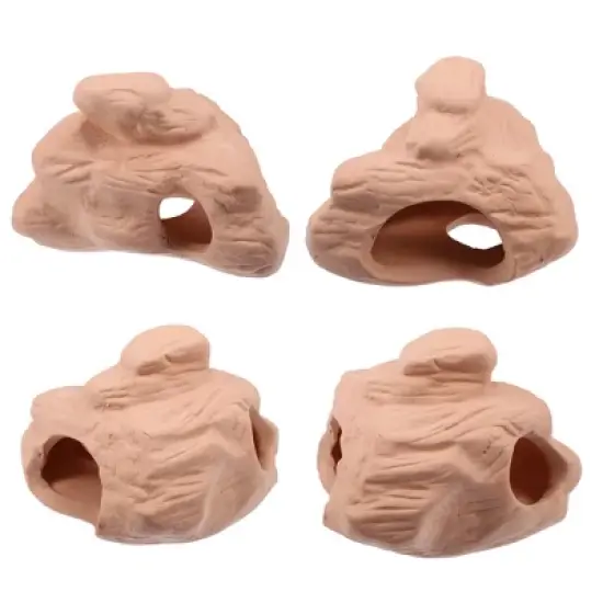 Unique Bargains Ceramic Aquarium Hideaway Rock Cave Fish Tank Decoration Light Brown 4.57"x3.9"x2.99" image {6}