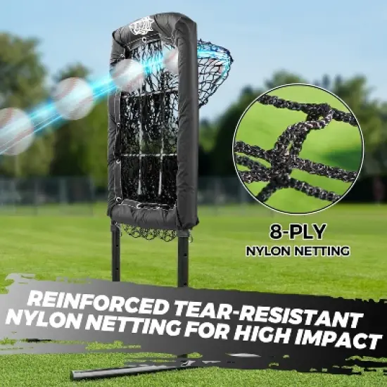 PLAYAPUT 9 Hole Baseball Pitching Net with Strike Zone, Black image {3}