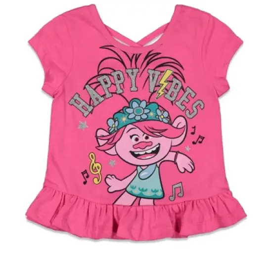 TROLLS Poppy Little Girls Ruffled T-Shirt Bike Shorts Set Pink  image {1}