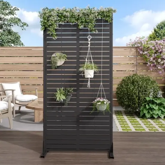 Classic Rectangular Galvanized Sheet Screen with Blinds, Outdoor Partition Garden Screen image {5}