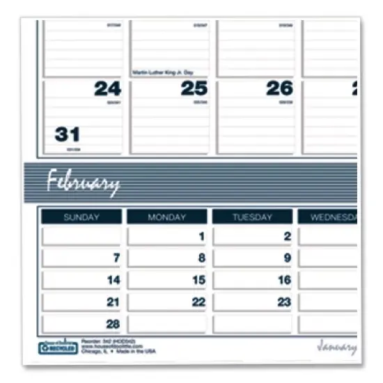 Bar Harbor Recycled Wirebound 3-Months-per-Page Wall Calendar, 15.5 x 22, White/Blue/Gray, 14-Month: Dec 2025 to Jan 2027 image {2}