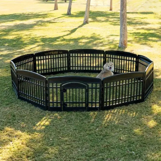 IRIS 4-10Panel 24/34"H Foldable Exercise Enclosure Plastic Pet Playpen with Door image {5}