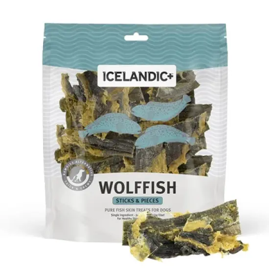 Icelandic+ Sticks & Pieces: Wolffish 9oz - Pure Fish Skin Dog Treats, Air-Dried Single Ingredient Long Lasting Chews image {6}