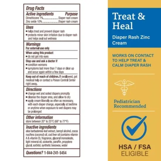 A+D Zinc Oxide Diaper Rash Cream - 4oz image {1}