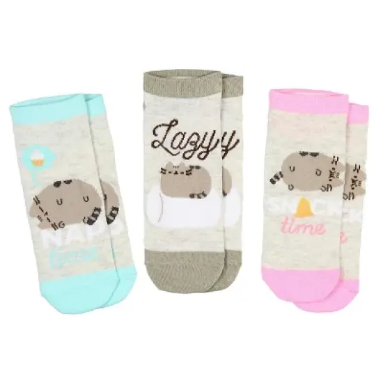 Pusheen The Cat Nap Time No Show Ankle Socks Size 5-9 - 3 Pair Multicoloured image {1}
