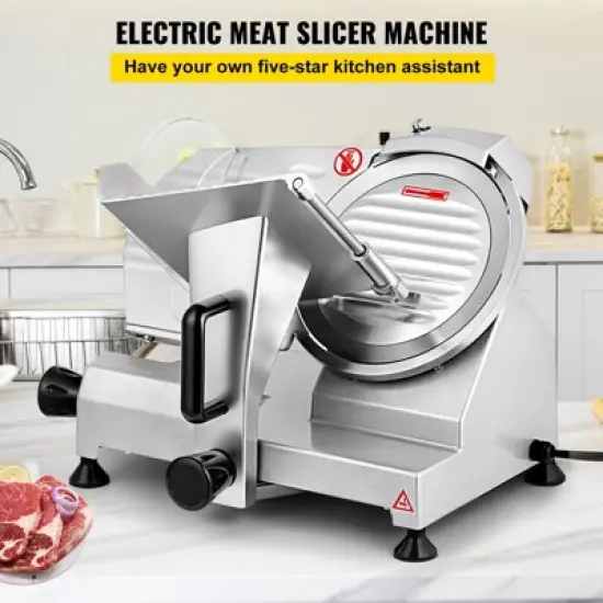 VEVOR Commercial Meat Slicer, 200W Electric Deli Food Slicer, 350-400RPM Meat Slicer with 8" Carbon Steel Blade, 0 - 0.47 inch image {2}
