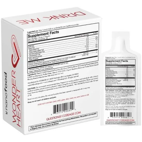 Codeage Nanofood Wonder Heart Liquid CoQ10, Liposomal Ubiquinone Supplement - 30ct image {1}