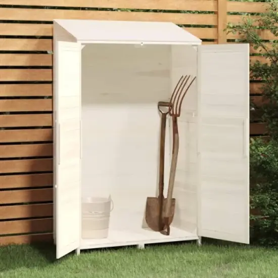 vidaXL Garden Shed for Tool Storage House Outdoor Backyard Solid Fir Wood - White 40.2" x 20.5" x 68.7" image {2}