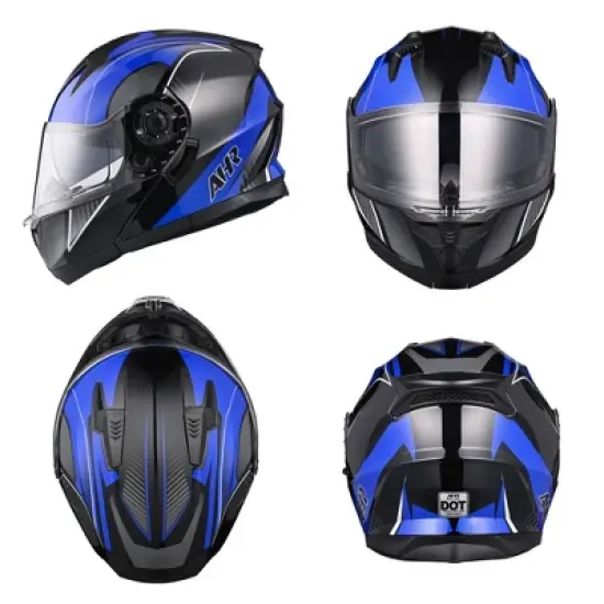 AHR Modular Full Face Motorcycle Helmet Flip up Dual Visor Motocross DOT S/M/L/XL/XXL image {3}