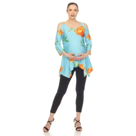 Maternity Floral Printed Cold Shoulder Tunic image {7}