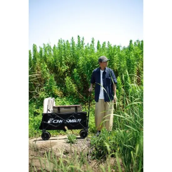 EchoSmile 4.54 cu. ft. Fabric Portable Garden Cart with Adjustable Rolling Wheels in Black image {3}