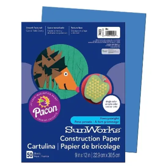 Pacon Prang Construction Paper Blue 9" x 12" 50 Sheets Per Pack 10 Packs (PAC7403-10) image {1}
