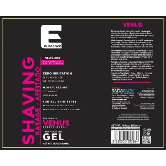 Elegance Barber Accessories - Transparent Shaving Gel For Men Or Women, Sweet/Floral Venus Fragrance - The Ultimate Shaving Solution - (16.9 Oz) image {2}