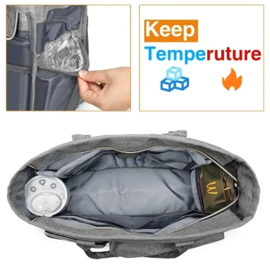 Laptop Tote Bag, Middle Size Computer Messenger Teacher Bag with 15 Padded Laptop Sleeve Grey image {3}
