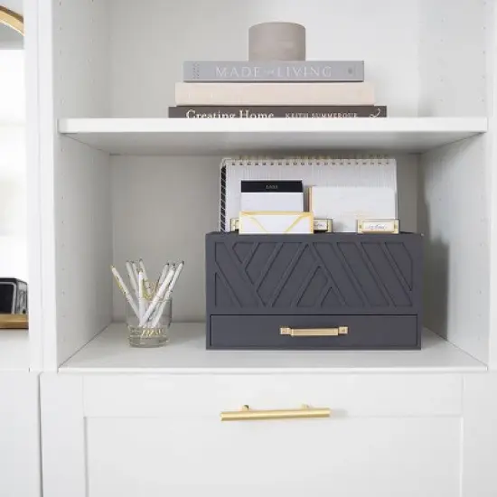 Blu Monaco Wooden Mail Organizer for Home and Desk - 3 Tier with Small Label Holders - Hold Letter Size File Folders image {2}