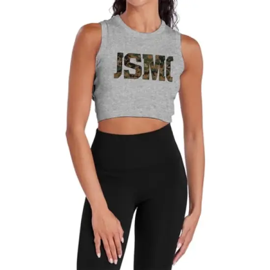 Women's US Marine Corps Usmc Camo Fill Sleeveless Crop Top Tank image {5}