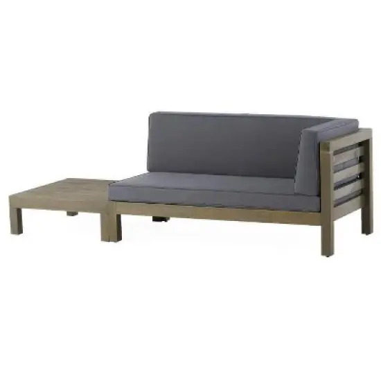 FIONECA Right Corner Bench with Coffee Table, Outdoor Patio Seating Set, Dark Grey Finish image {5}