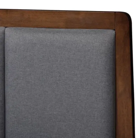 Brannigan Modern and Contemporary Fabric Upholstered Walnut Finished Storage Platform Bed Gray/Brown - Baxton Studio image {5}