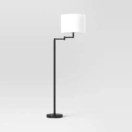 Metal Column Swing Arm Floor Lamp Black - Threshold&trade; image {5}