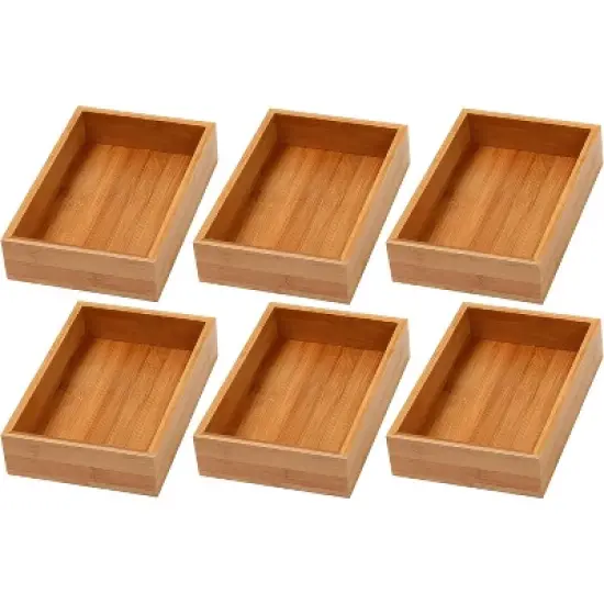 YBM HOME Bamboo Drawer Organizer Storage Box for Kitchen Drawer, Junk Drawer, Office, Bedroom, Children Room, Craft, Sewing, and Bathroom, Pack of 6 image {15}