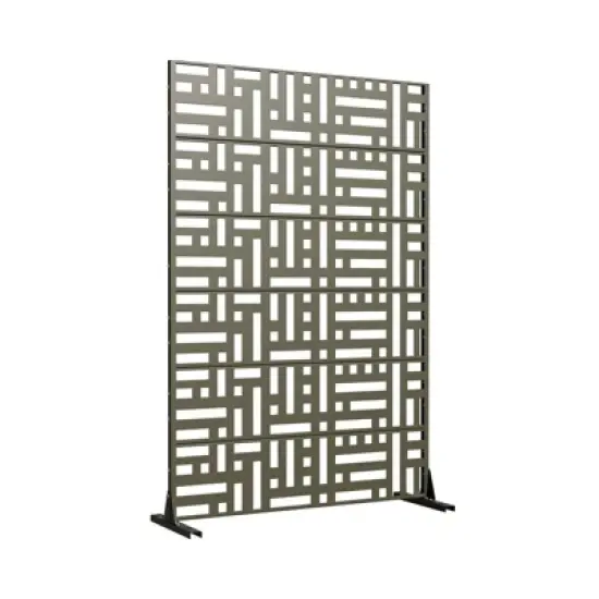 PexFix 72 in. x 47 in. Metal Freestanding Privacy Screen Garden Fence For Deck Patio Balcony Outdoor Privacy Panel Streets Pattern Army Green image {9}