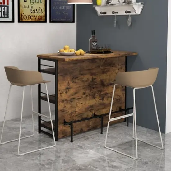 Tangkula Industrial Kitchen Island Bar Table 4-Tier Storage Shelf Drinks Rack Glass Holders image {1}