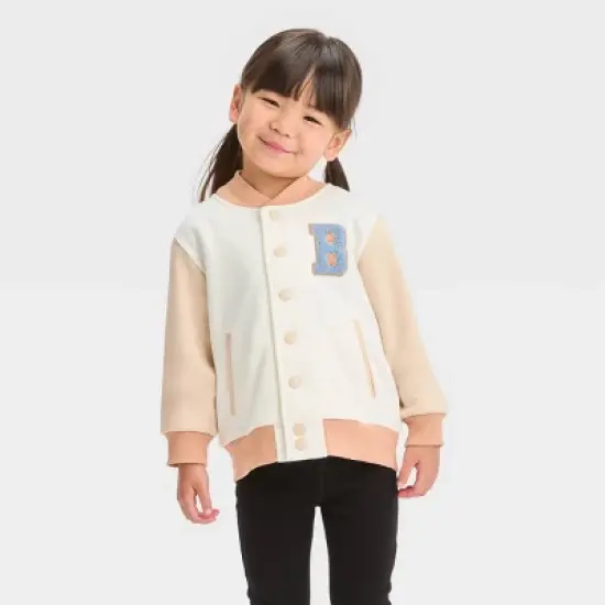 Toddler Girls' Bluey Varsity Bomber Jacket - Cream image {3}