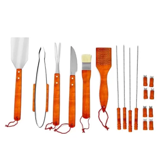 Hastings Home 22-Piece Stainless Steel Barbecue Grill Set and Accessories With Wooden Handles image {2}